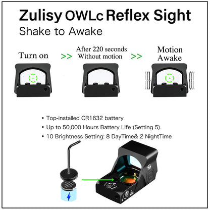 Zulisy OWLc Green Dot Sight 3 MOA Dot & 56 MOA Circle Ring 1x24mm for Viper/Docter/Venom Footprint and Picatinny mount