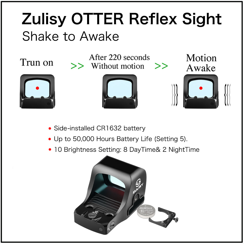 Zulisy OTTER Mini red dot Reflex Sight 3 MOA 1x21mm for RMS RMSc 407K Footprint