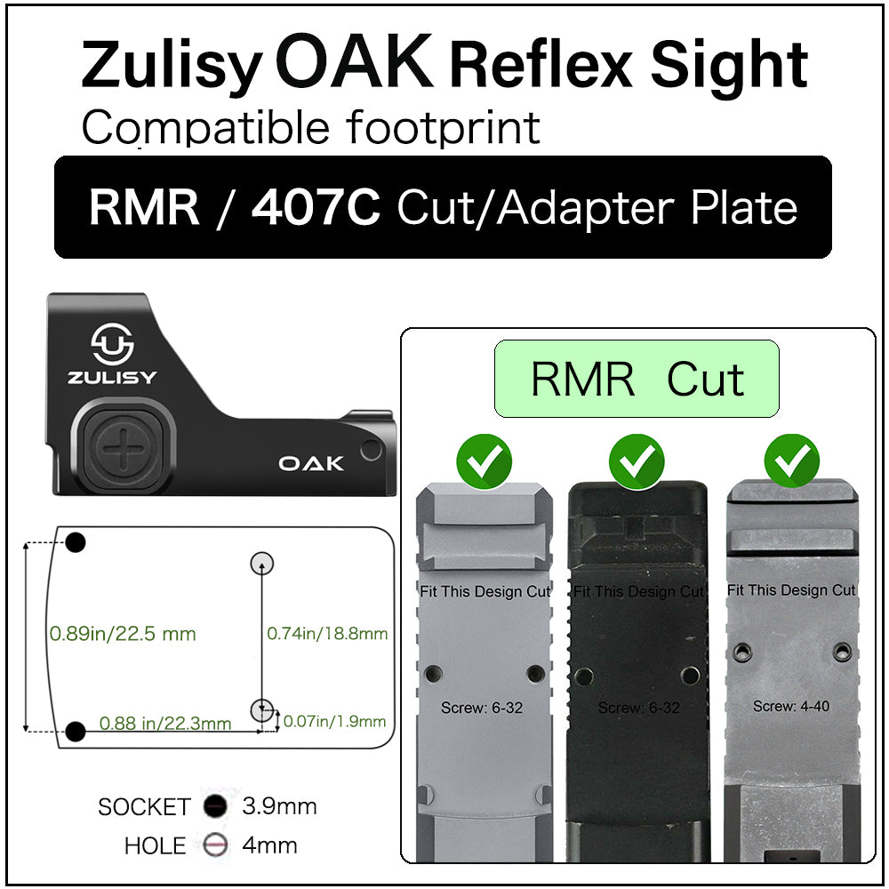 Zulisy OAK Shake to Awake Full size Green Dot Reflex Sight (for RMR SRO Footprint Pistol) 3 MOA 1x24mm Compact Scope with Picatiny Rail M1913 Mount…