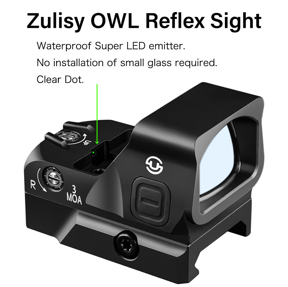 Zulisy OWL Full Size Green Dot Reflex Sight  for Viper Psa Dagger Doctor Footprint Pistol/Adapter Plate