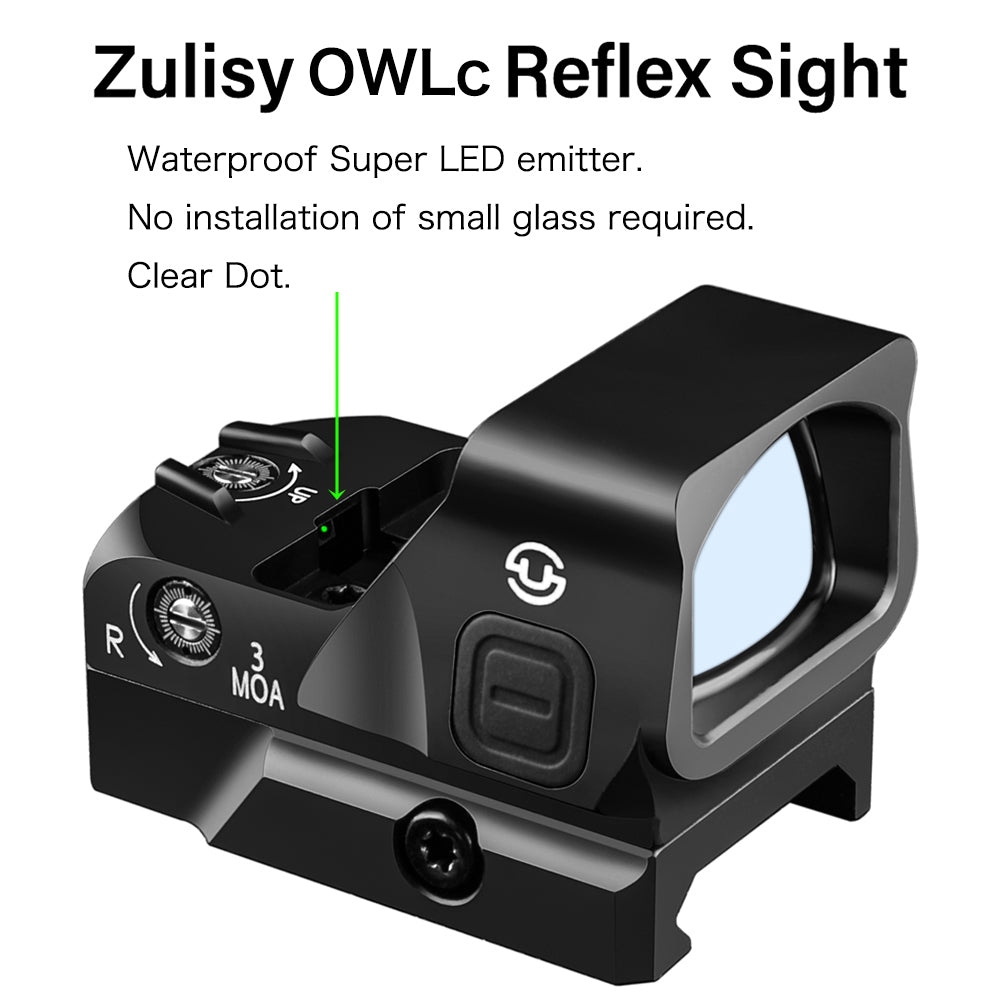 Zulisy OWLc Green Dot Sight 3 MOA Dot & 56 MOA Circle Ring 1x24mm for Viper/Docter/Venom Footprint and Picatinny mount