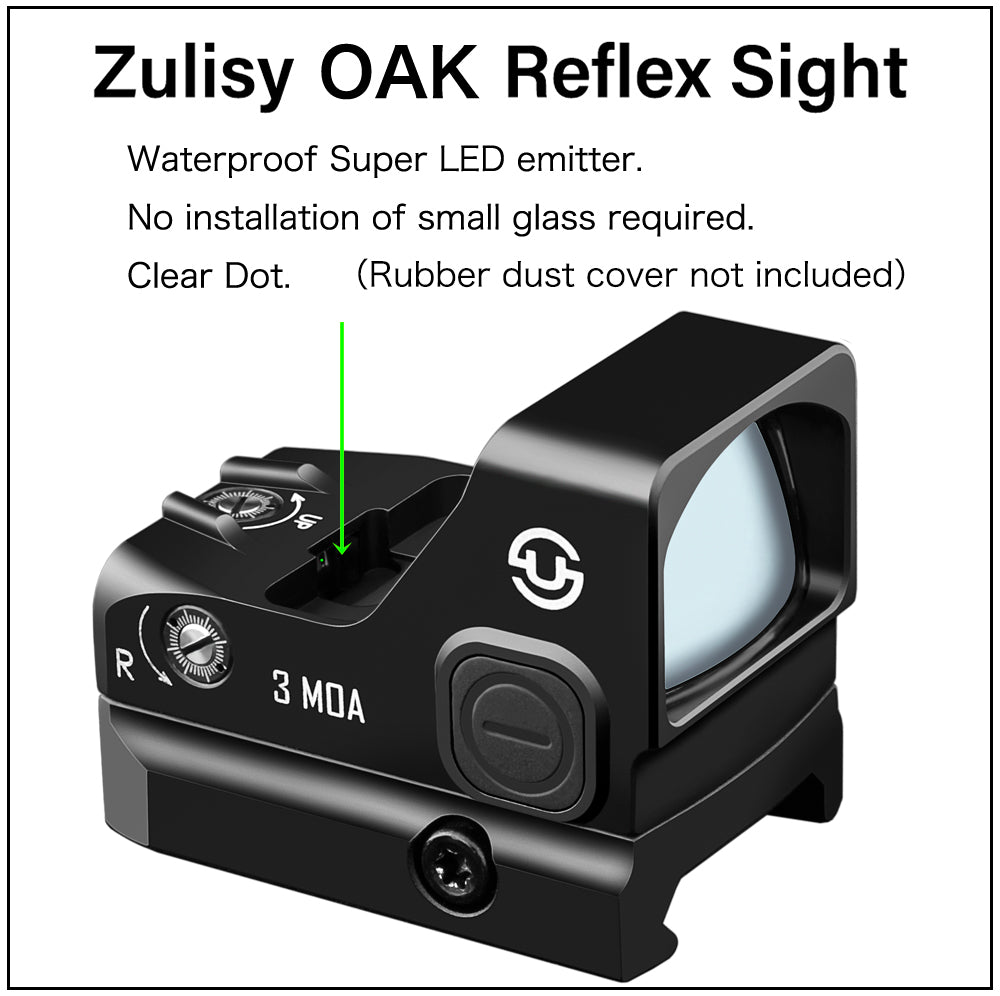 Zulisy OAK Shake to Awake Full size Green Dot Reflex Sight (for RMR SRO Footprint Pistol) 3 MOA 1x24mm Compact Scope with Picatiny Rail M1913 Mount…