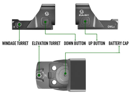 ZULISY OWLc Full Size 3 MOA Red Dot & 56 MOA Circle Ring Reticle Open Reflex Sight for Astigmatism, for RMR/407C Footprint Pistol/Adapter Plate with Picatinny Rail Mount, Shake Awake 1x24mm