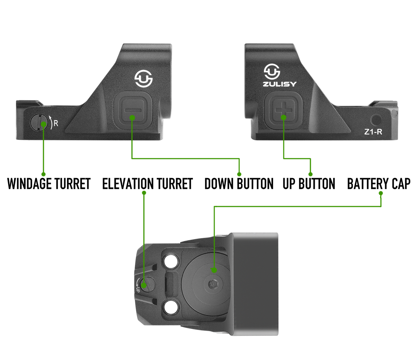 ZULISY Z1-R 4 MOA Micro Red Dot Sight, for RMS RMSc 407K Footprint Compact Pistol Mount, Shake Awake 1x22mm Mini Open Reflex Sight, 1 cliek 1 MOA